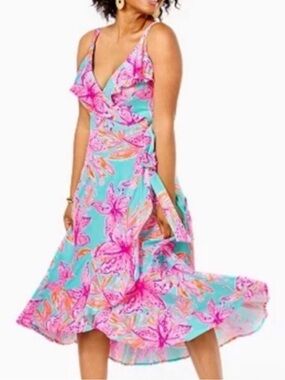 Lilly Pulitzer Fontaine Knee Length Authentic Wrap Dress